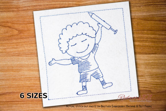 A Practical Look at Boy Holding Pichkari Redwork