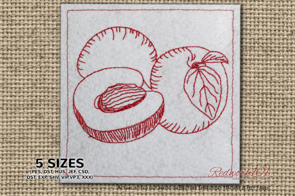 A Review: Apricot Fruits Sliced Redwork Design