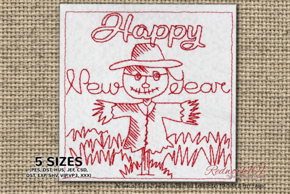 New Year Celebration with a Field Scarecrow